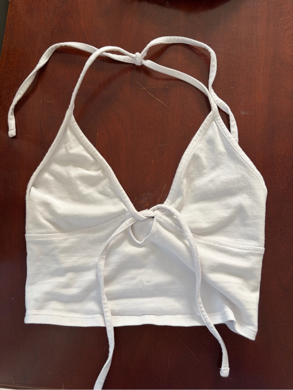 Garage Cotton White Halter Tie-Front Crop Top